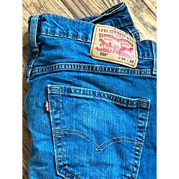 Levi's 559 Relaxed Straight Fit Blue Jeans Men's Size 34x32 Distressed J3 - Picture 3 of 5